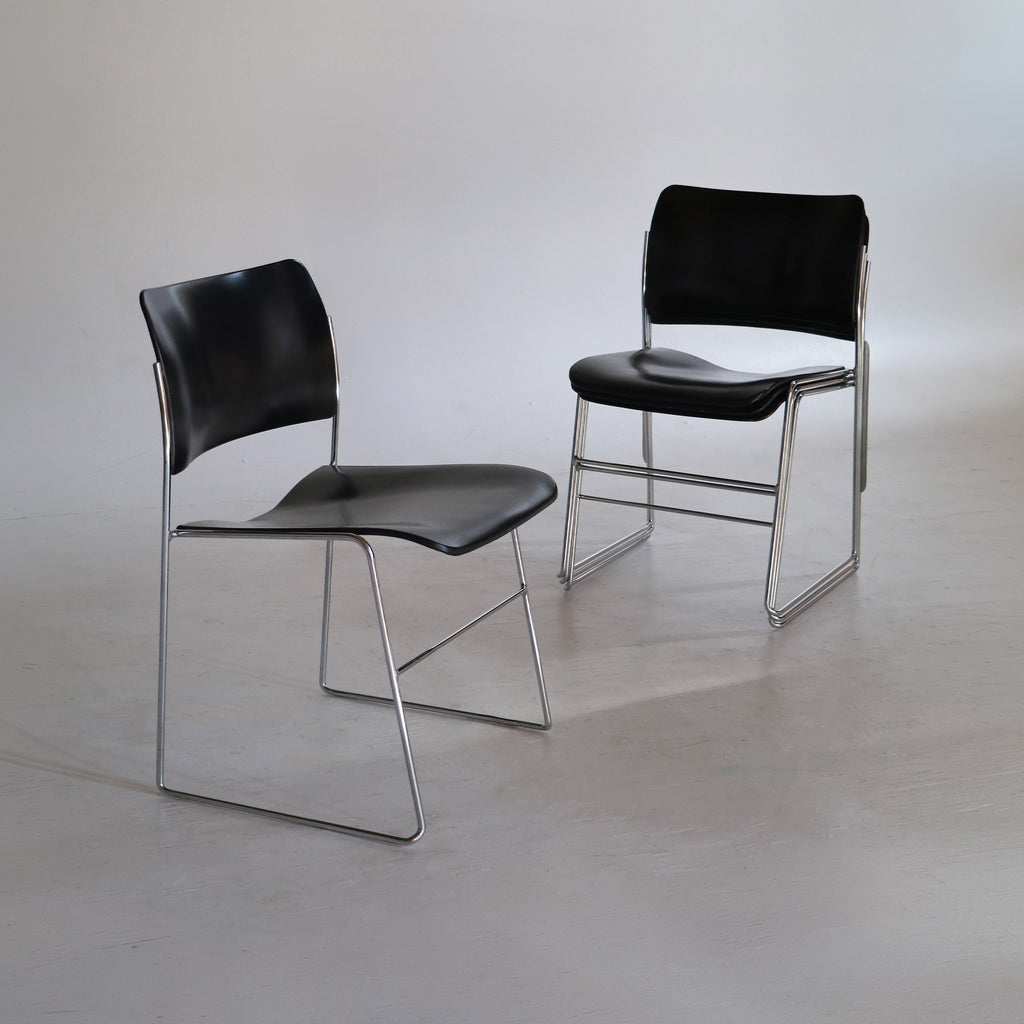 stackable chair 40/4 by David rowland for GF furniture - black silver
