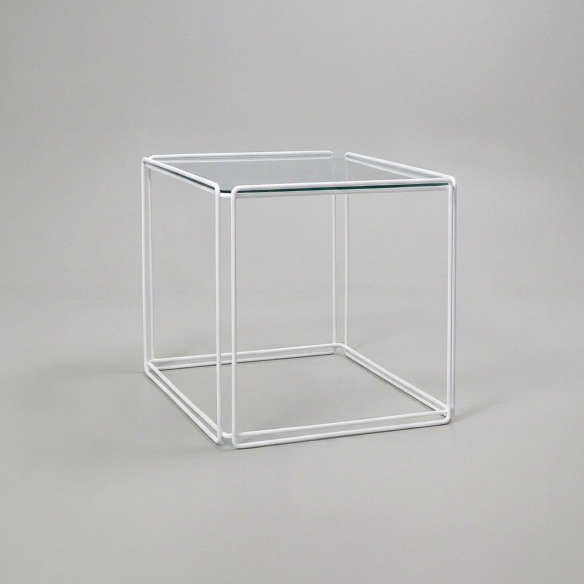 Side Table Isocele by Max Sauze - Glass and metal structure