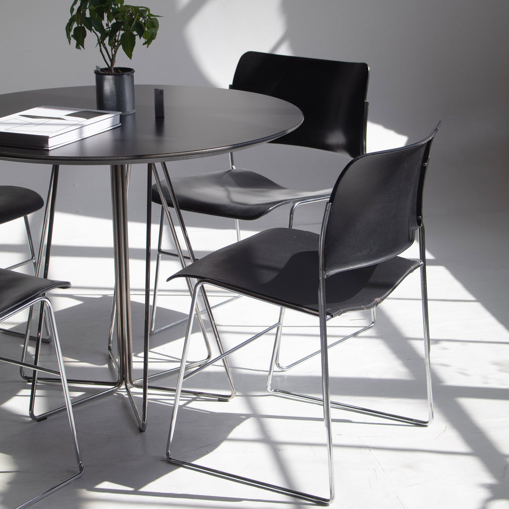 dining table paperclip by vignelli studio for knoll - chrome and black