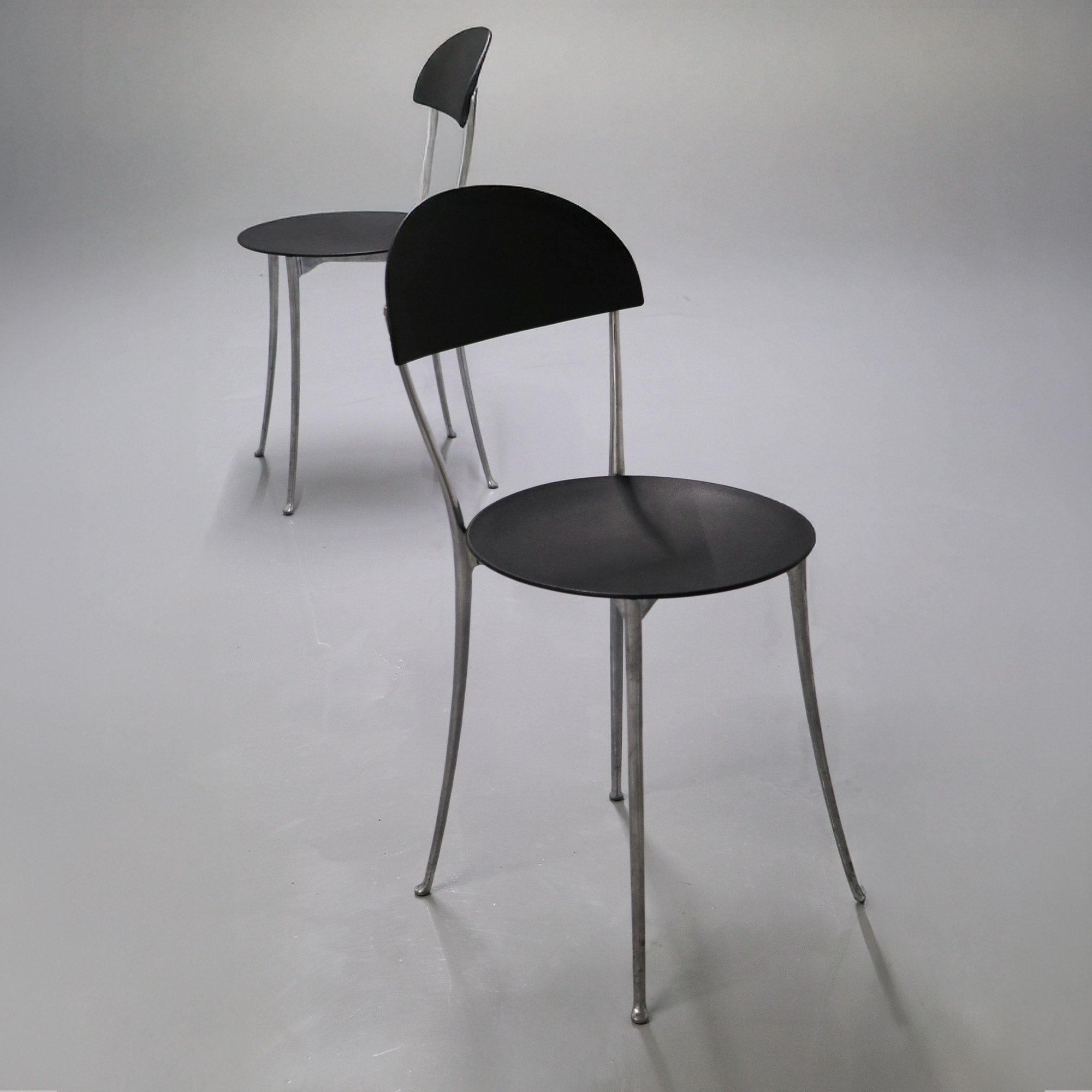 Chair Tonietta by Enzo Mari for Zanotta - Black plastic and aluminum