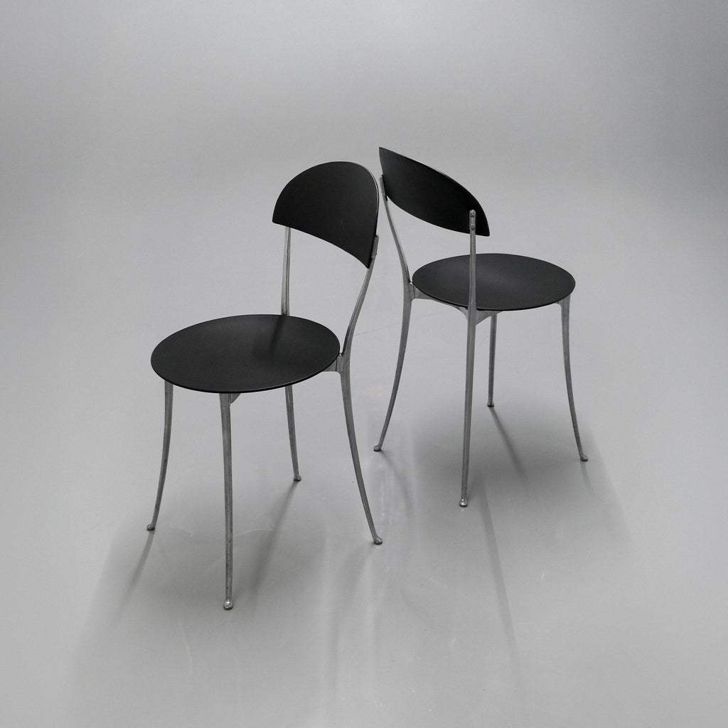 Chair Tonietta by Enzo Mari for Zanotta - Black plastic and aluminum