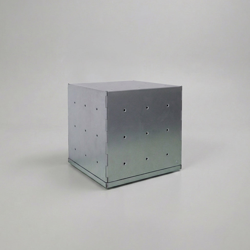 Side Table Record storage in Galvanized steel