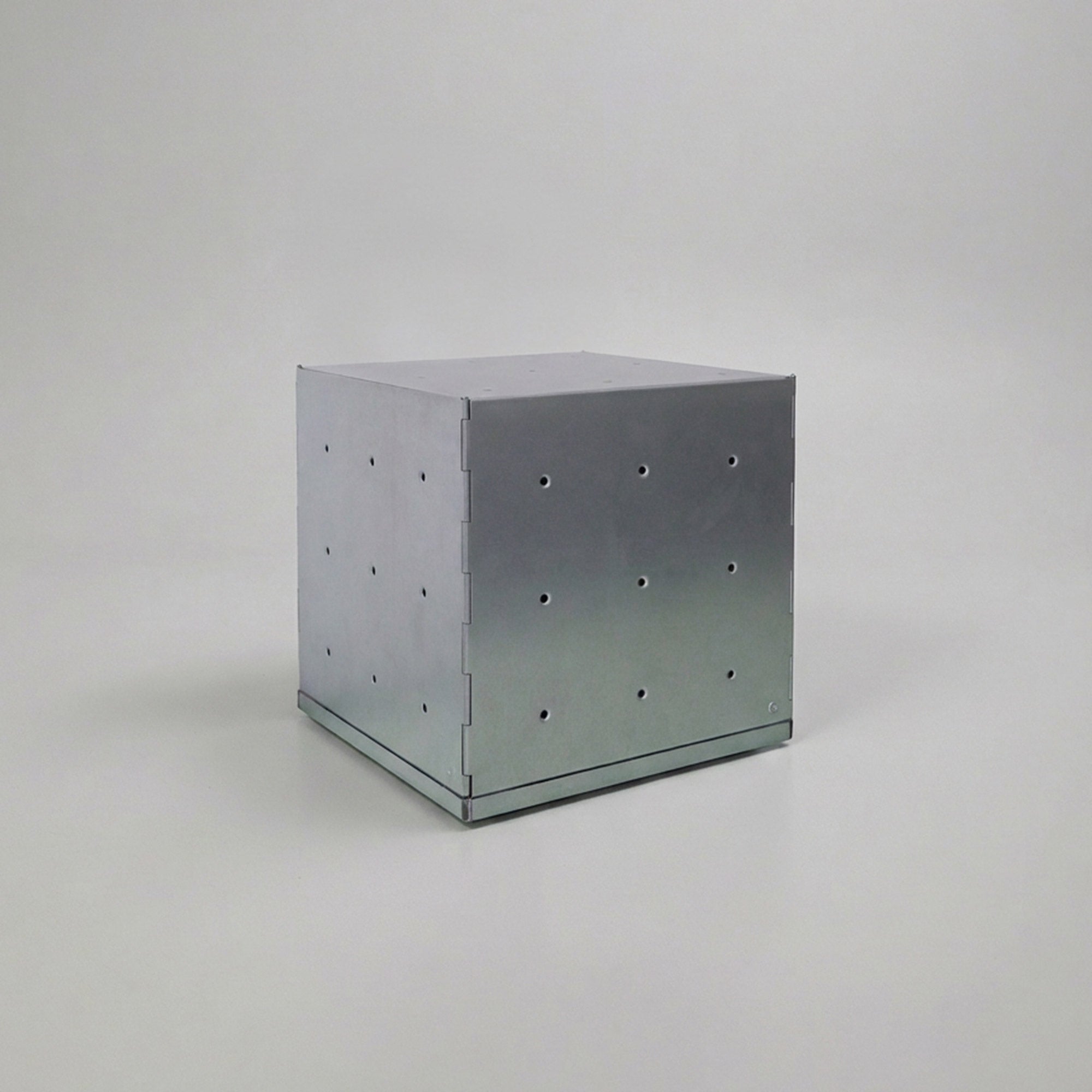 Side Table Record storage in Galvanized steel