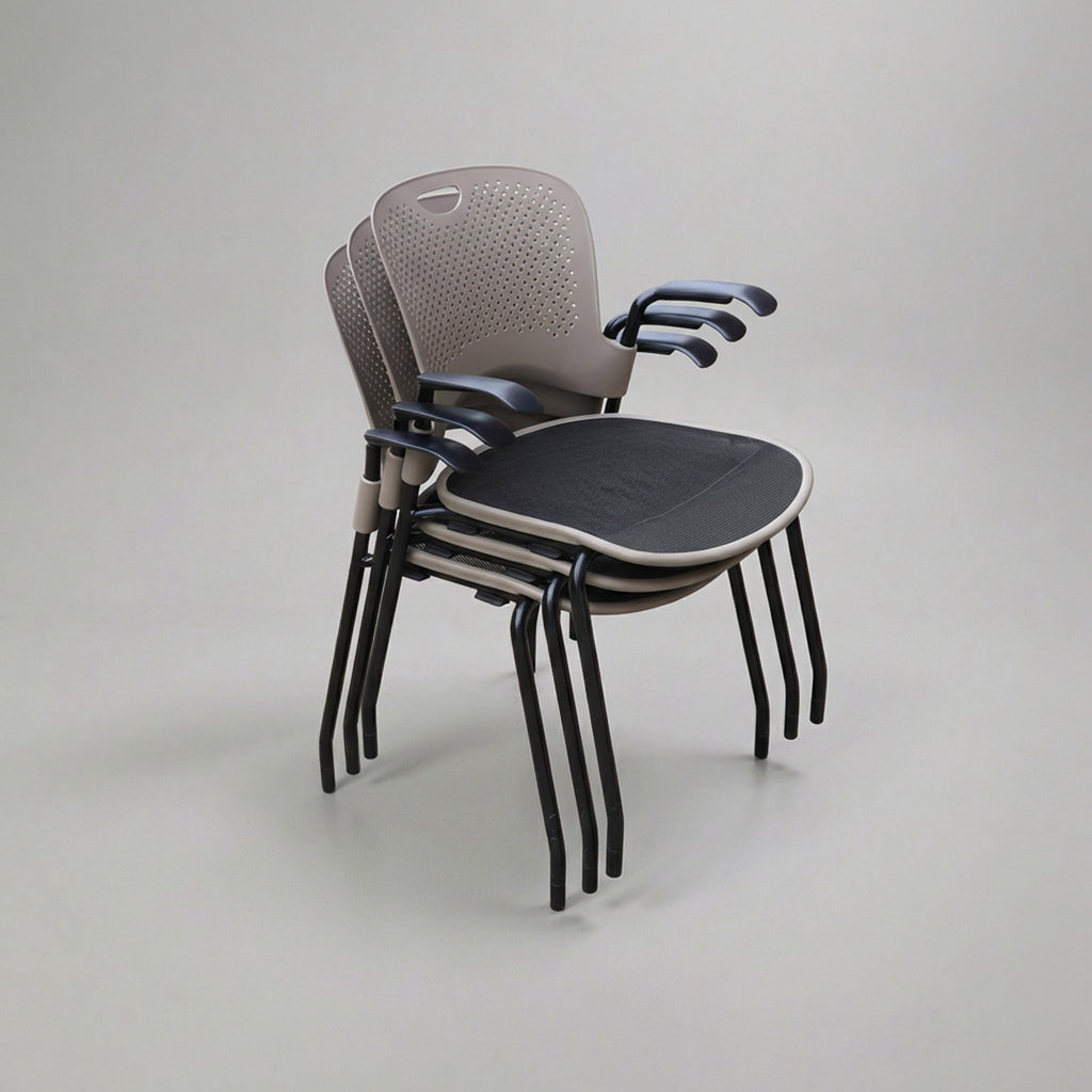 Stackable chair by Jeff Weber for Herman Miller - Mesh and camel plastic