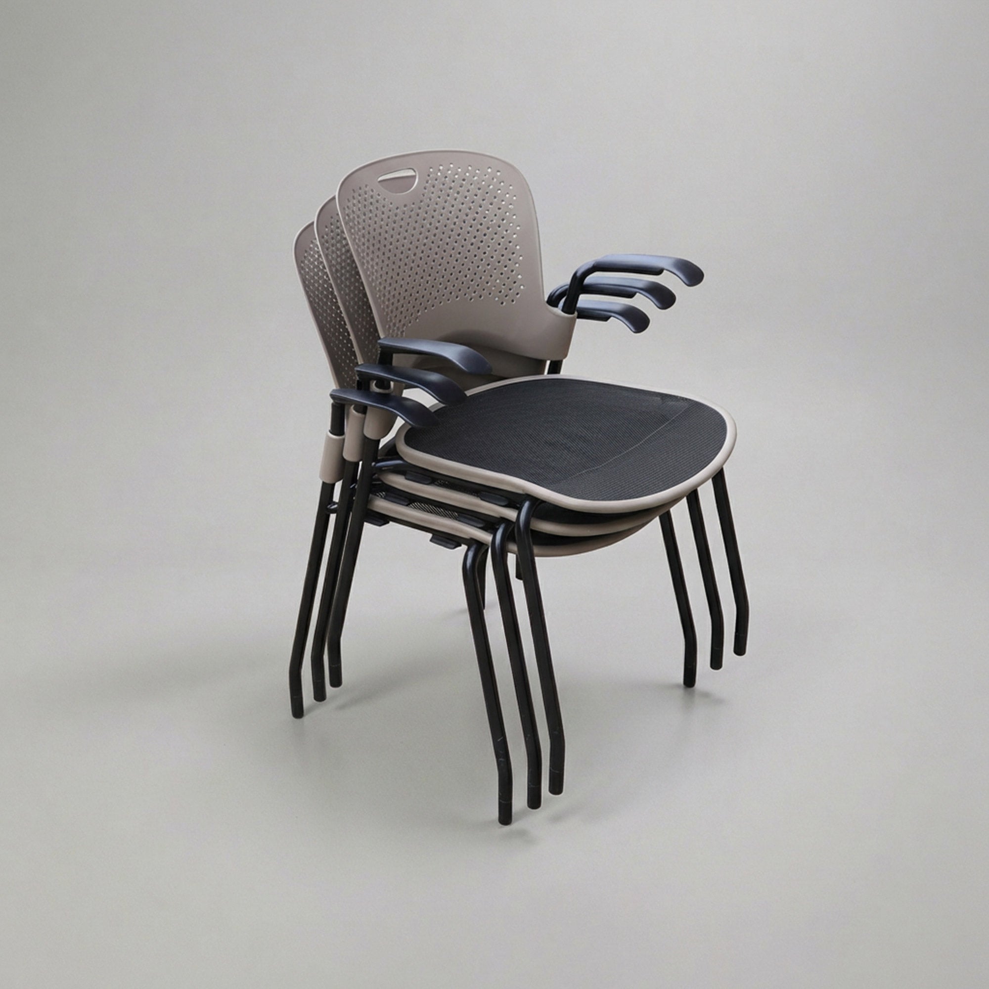 Stackable chair by Jeff Weber for Herman Miller - Mesh and camel plastic