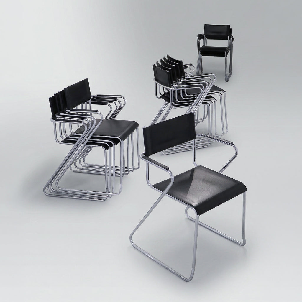 Armchair Lisa Made in Italia - Bauhaus style - leather and aluminum