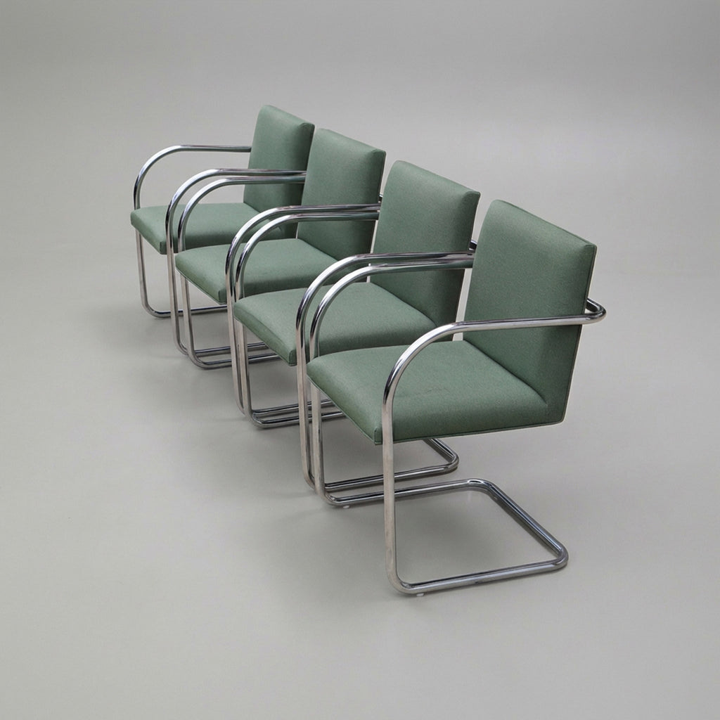 Armchair BRNO by Ludwig Mies Van De Rohe for Gordon International - Kaki Green fabric and aluminum base